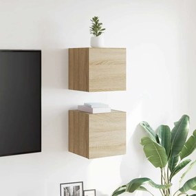 Móveis de TV de parede 2 pcs 30,5x30x30 cm carvalho sonoma