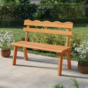 Banco de jardim 47,5 x 105 x 80 cm em madeira de acácia para exterior, 360 kg, 2 pessoas, encosto ondulado, assento com ripas, varanda, alpendre Natur