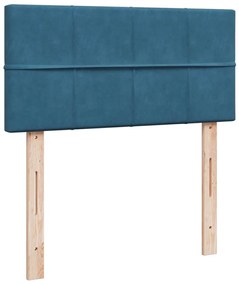 Cama com molas/colchão 90x190 cm veludo azul-escuro