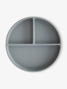 Prato compartimentado Montessori, da MUSHIE, em silicone cinzento