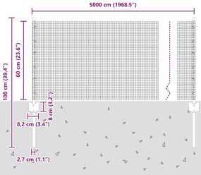 Cerca de Arame Soldado com 22 Estacas em U Cinza 0.6x50 m Aço