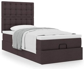 Estrutura cama otomana colchão 90x190 cm tecido castanho escuro