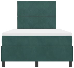 Cama Box com Colchão vidaXL Verde Escuro Pequeno Duplo Veludo