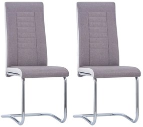 vidaXL Cadeiras de jantar cantilever 2 pcs tecido cinzento-acastanhado