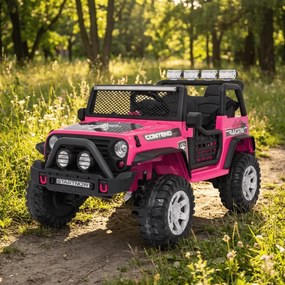 Jipe elétrico para Crianças 12V Jeep BEAST 4x4, Rodas de espuma EVA, Assento Couro ecológico Rosa