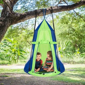 Baloiço crianças Nest com tenda Ø 100cm Arvores ou para Baloiço  Altura ajustável Carga até 150 kg para interior exterior Jardim Verde