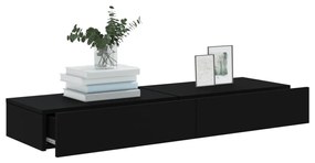 Móveis de TV com luzes LED 2 pcs 60x35x15,5 cm preto