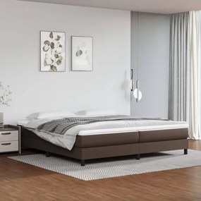 Estrutura de cama com molas 200x200cm couro artificial castanho