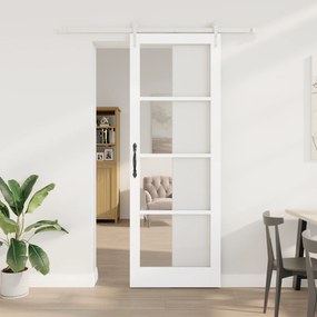 Conjunto de Porta Deslizante vidaXL com Hardware Branca 83x232 cm Madeira Maciça Pinheiro