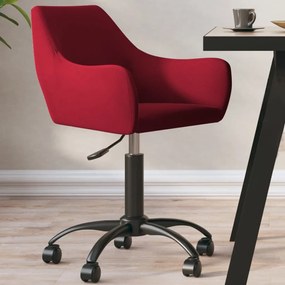 vidaXL Cadeira de jantar giratória veludo vermelho tinto