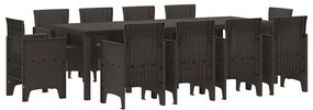 Conjunto de Jantar de Jardim 11 pcs Castanho 250 x 100 x 73 cm