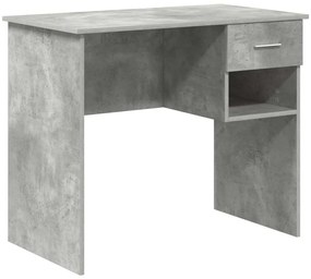 Mesa com armazenamento cinza concreto 90x49.5x75 cm madeira engenheira