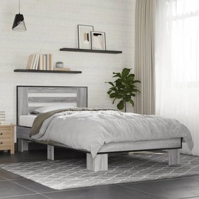 vidaXL Estrutura cama 100x200 cm derivados madeira/metal cinza sonoma