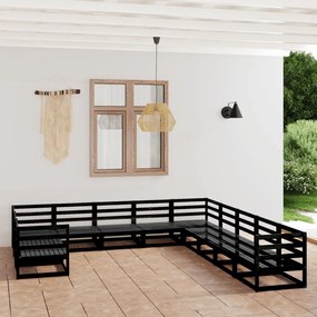 11 pcs conjunto lounge de jardim pinho maciço