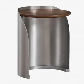 Pack De 2 Mesas De Cabeceira Em Madeira De Manga E Aço Inoxidável Xireisa Ø45 Cm - ↑55 Cm - Sklum