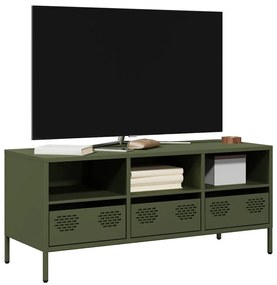 Móvel de TV 101,5x39x43,5 cm aço laminado a frio verde-azeitona