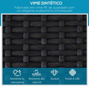 Espreguiçadeira de Vime Chaise Longue de Jardim com Encosto Ajustável