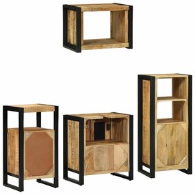 Conjunto de Móveis para Banheiro 4 pcs Madeira de manga maciça