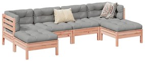vidaXL 6 pcs conj. sofás jardim c/ almofadões madeira abeto-de-douglas