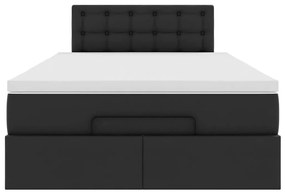 Estrutura de cama otomana com colchão preto Couro falso