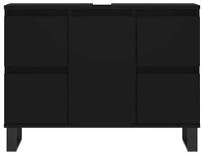 Armário de casa de banho 80x33x60 cm derivados de madeira preto