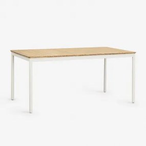 Mesa De Jantar Retangular Em Aço E Madeira De Acácia (160x90 Cm) Artus Gardénia Branco - Sklum