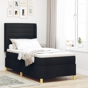 Cama Box Spring vidaXL com Colchão e LED Preto 90x190 cm Tecido