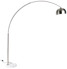 Candeeiro de pé em arco de aço com base em mármore branco e cúpula em aço - Arc XXL Moderno