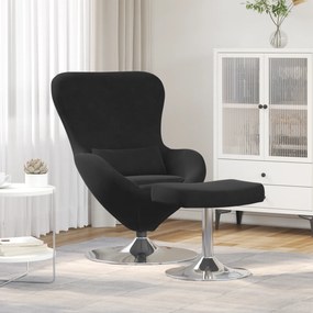 Poltrona Egg vidaXL com Puff Veludo Preto
