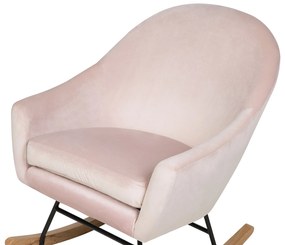 Cadeira de baloiço em veludo rosa OXIE Beliani