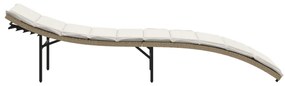 Espreguiçadeira com almofadão 55x199x50 cm vime PE bege