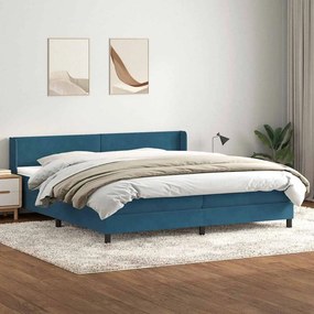 vidaXL Cama com molas colchão 200x210 cm veludo azul-escuro