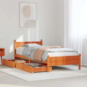 vidaXL Cama sem colchão 90x190 cm madeira de pinho maciça castanho-mel
