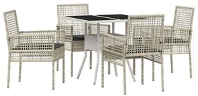 Conjunto de Jantar de 5 Peças Cinza Claro Rattan