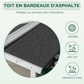 Casinha para gatos com compartimentos abertos externos elevados e terraço impermeável em madeira, 115 x 66,5 x 74,7  cm, cinzenta