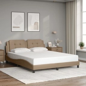Estrutura cama cabeceira 160x200 cm couro artificial cappuccino