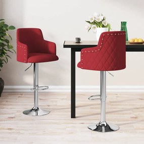 vidaXL Bancos de bar 2 pcs tecido vermelho tinto