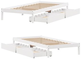 Cama sem colchão 100x200 cm madeira de pinho maciça branco