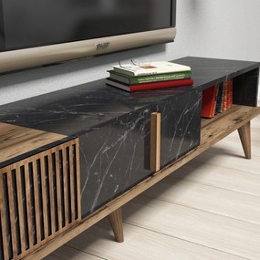 Conjunto de Mobiliário de Sala de Estar Milan – Nogueira Preto – TV St