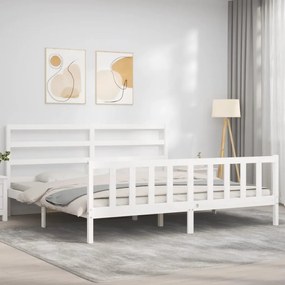Cama sem colchão 200x200 cm madeira de pinho maciça branco