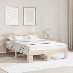 Estrado de Cama com Cabeceira 140x200 cm Madeira Maciça de Pinho