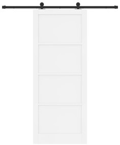 Porta Deslizante com Conjunto de Ferragens Branca 93x232 cm de Madeira