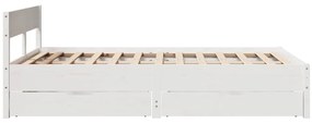 Cama sem colchão 140x200 cm madeira de pinho maciça branco