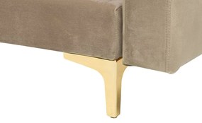 Sofá de canto 4 lugares com repousa-pés em veludo cor de areia à direita ABERDEEN Beliani