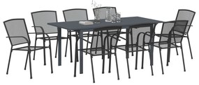 Conjunto de jantar de 9 peças em aço antracite