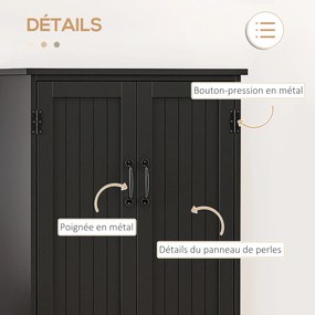 Aparador de cozinha contemporâneo com múltiplas opções de arrumação: 2 armários e 3 prateleiras, 60 x 30 x 123 cm, preto
