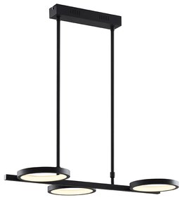 Candeeiro de suspensão moderno preto com LED regulável em 3 níveis 3 luzes - Vivé Moderno