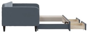 Sofá-cama c/ gavetão e gavetas 90x190 cm veludo cinzento-escuro