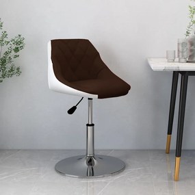 vidaXL Banco de bar couro artificial castanho e branco