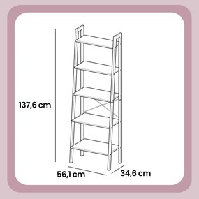 Estante com 5 prateleiras, estante para livros, moderna 34,5 x 56 x 171,5 cm castanho-preto